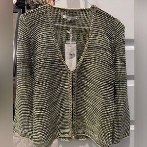 Lucy Paris Metallic Knit V-Neck Sweater small